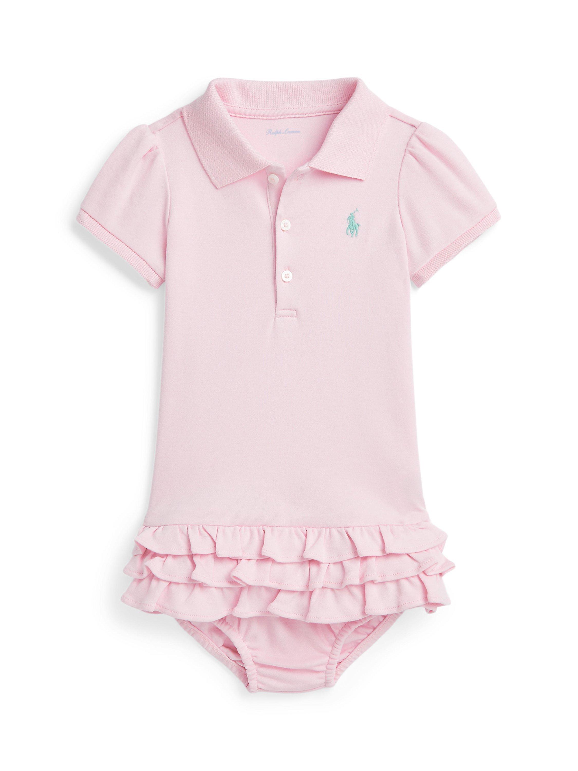 Ralph Lauren Baby Ruffle Dress & Knicker Set, Hint Of Pink