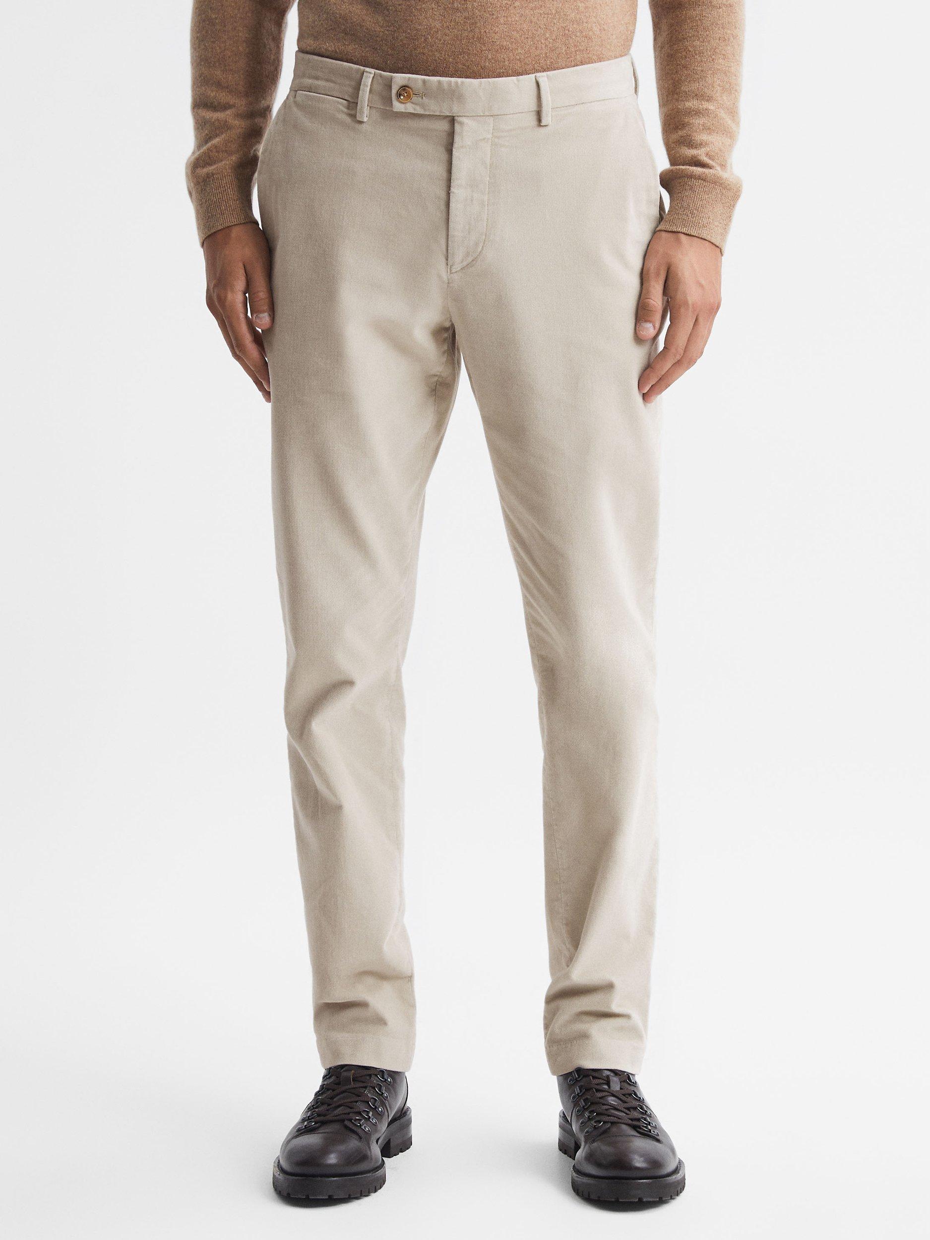 Reiss Strike Slim Fit Brushed Cotton Trousers, Oatmeal