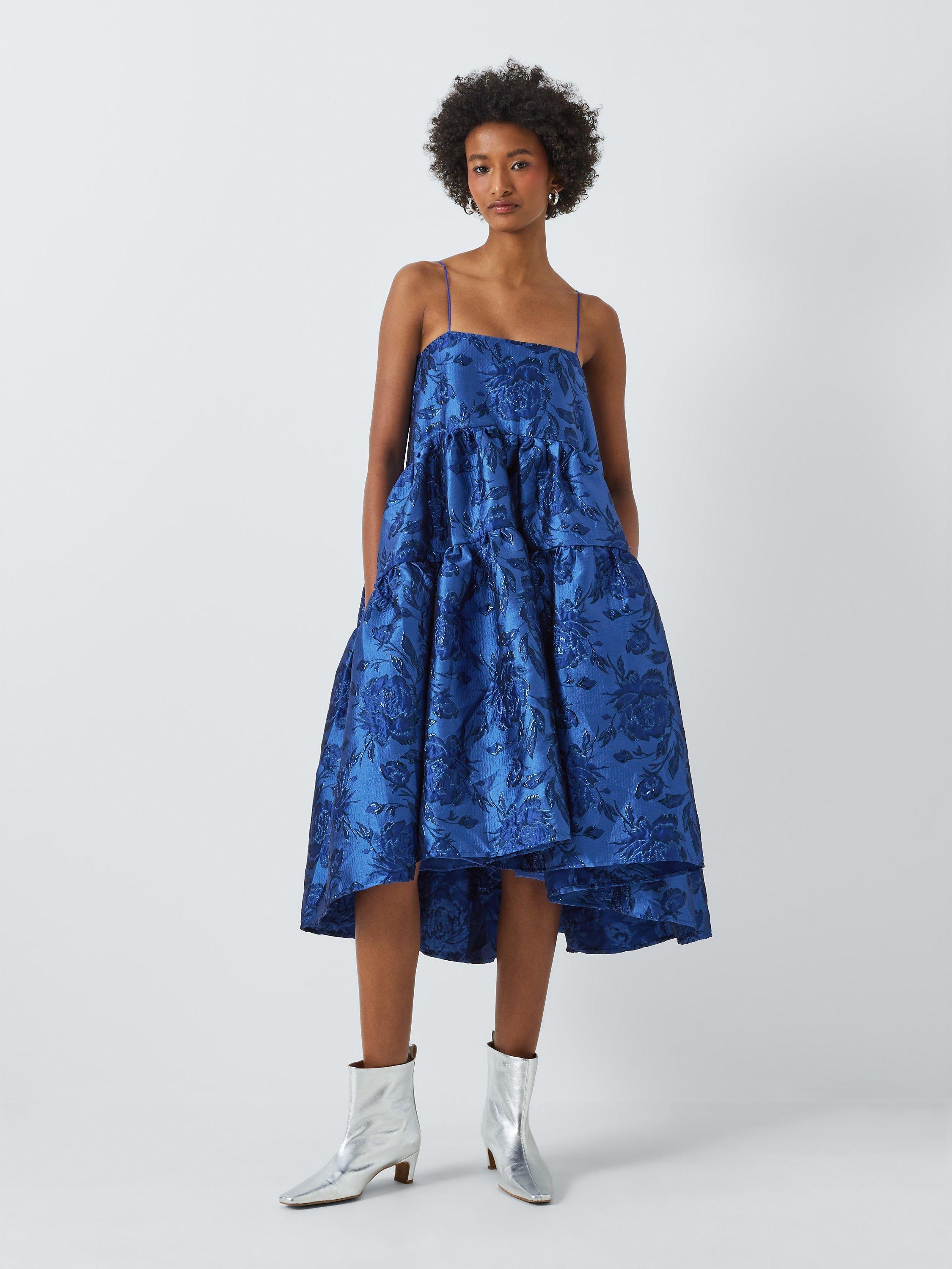 Sister Jane Miro Floral Jacquard Tiered Cami Dress, Blue