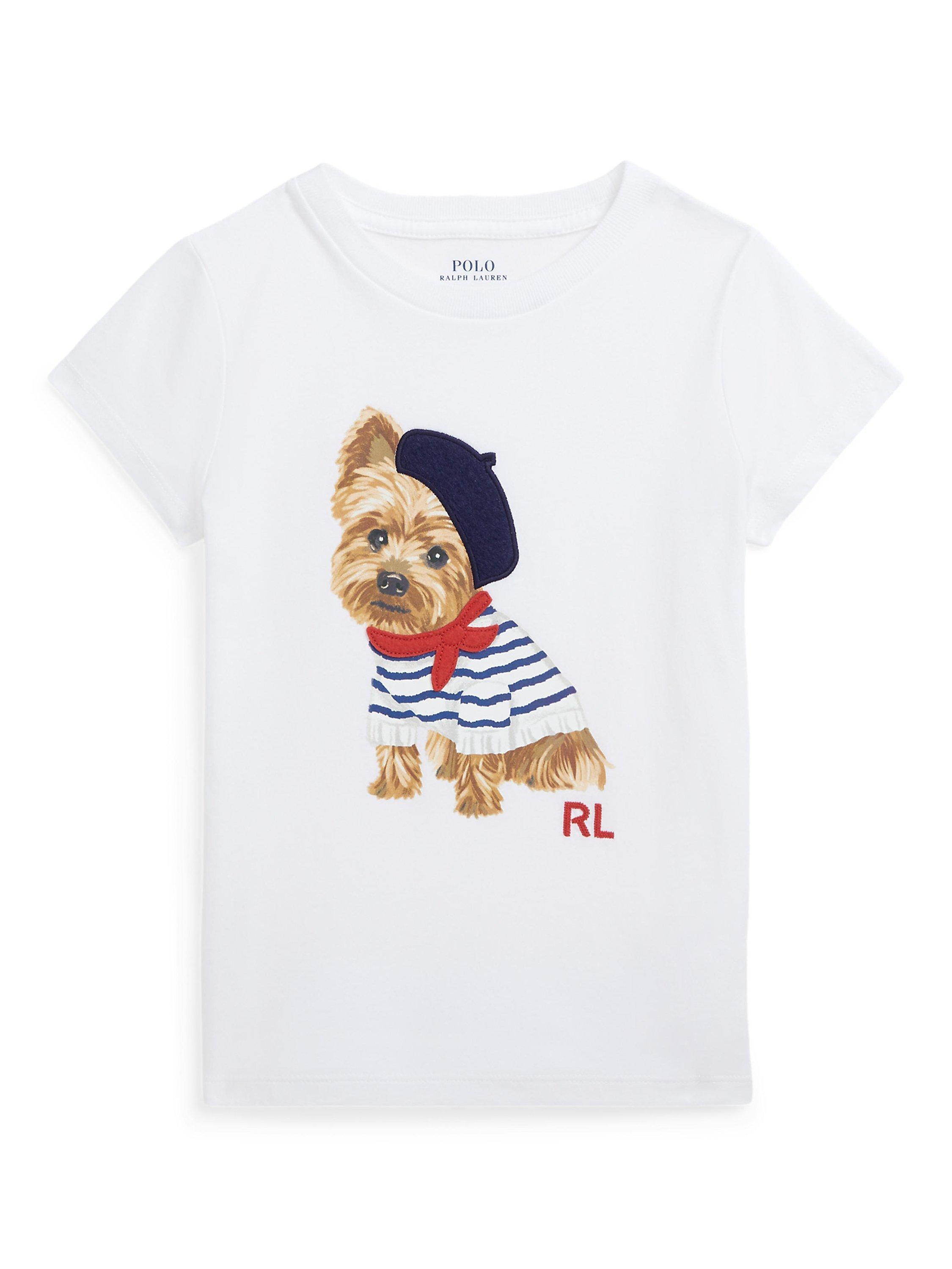 Ralph Lauren Kids Parisian Yorkie Dog Graphic T Shirt White