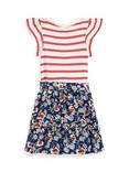 Ralph Lauren Kids' Stripe & Floral Print Day Dress, Nantree Deck White