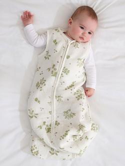 Truly Baby Eucalyptus Print Cotton Muslin Sleeping Bag, 1 Tog, Multi - view 2, Multi