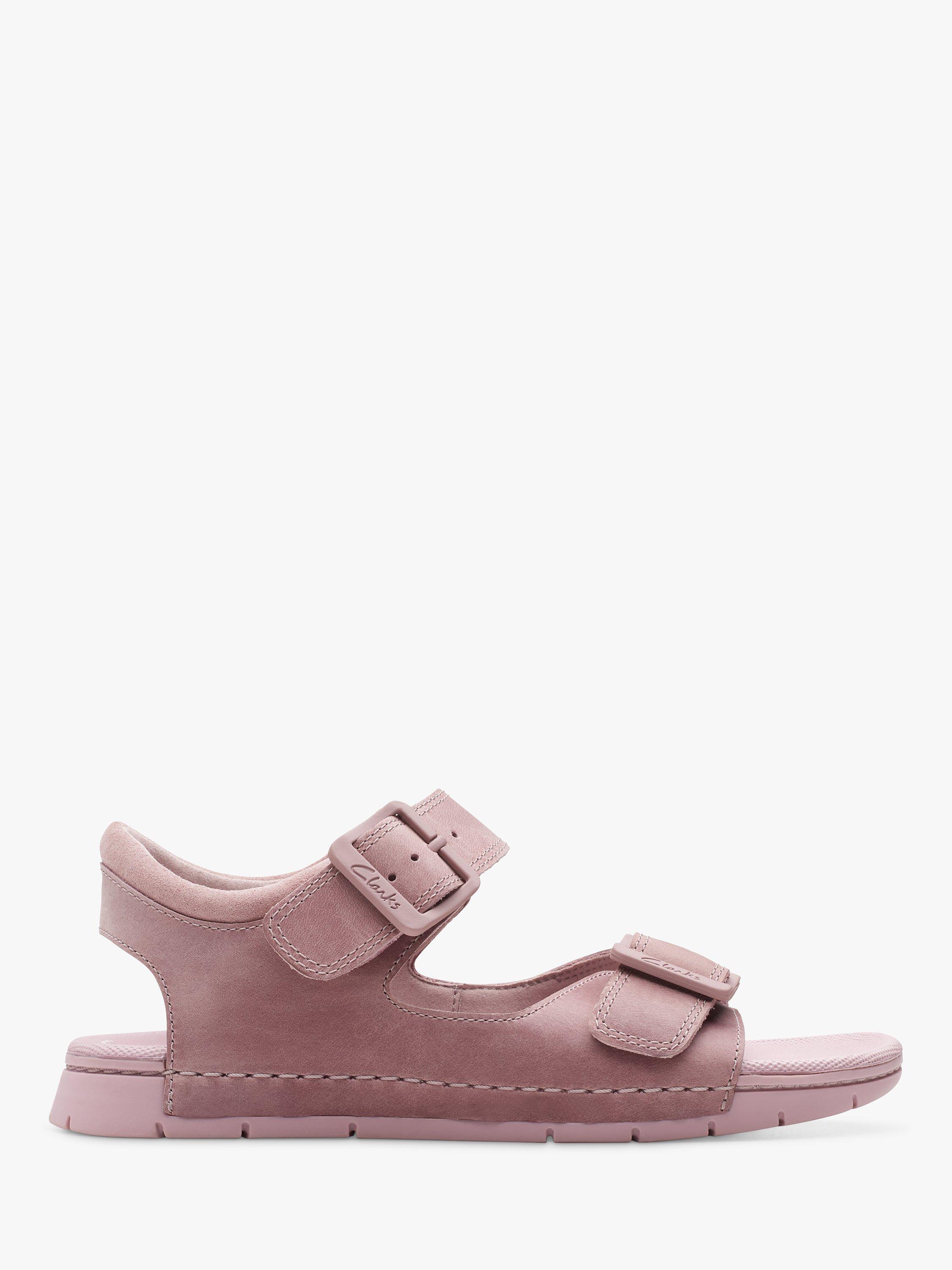 Product image 1 of 7, which shows Clarks Kids' Baha Beach Strap Leather Sandals, Dusty Pink, 1F