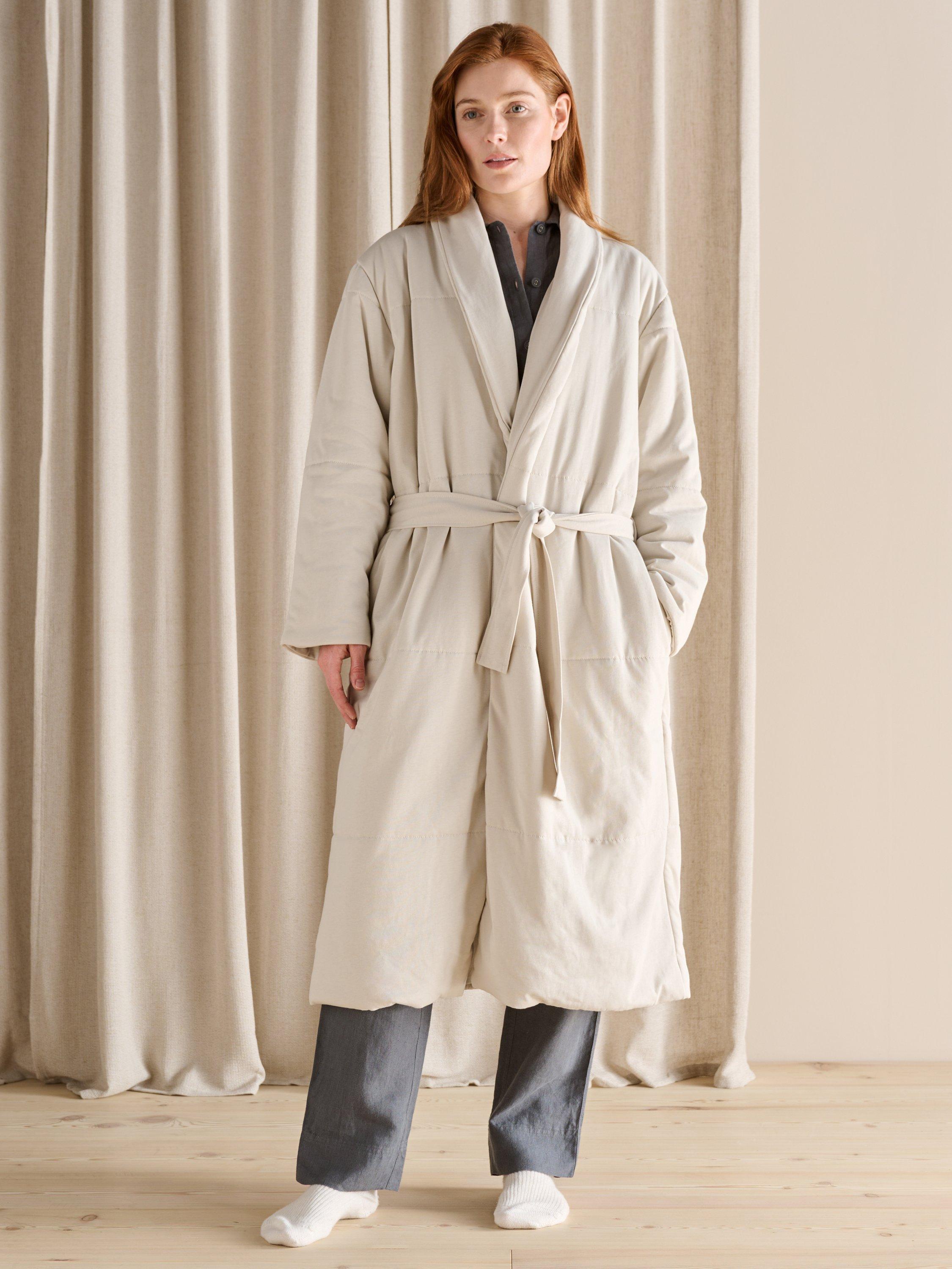 Bedfolk Unisex Cotton Housecoat, Clay, XS