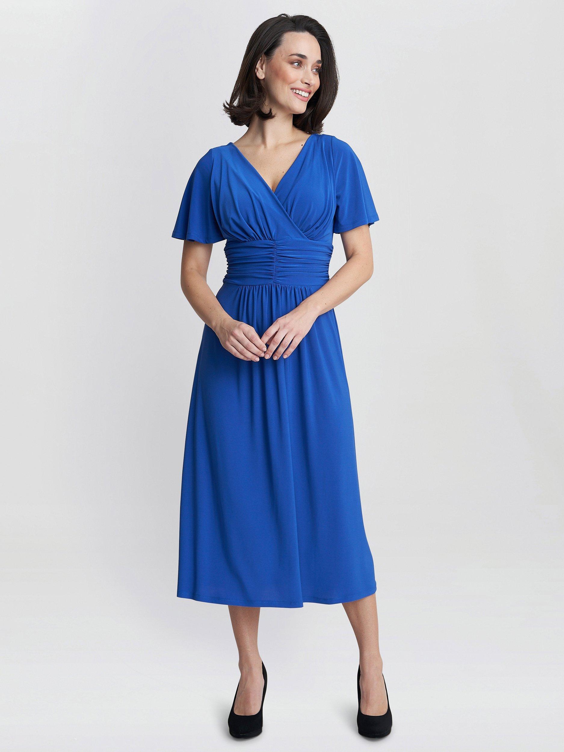Gina Bacconi Frieda Jersey Midi Dress, Cobalt, 18