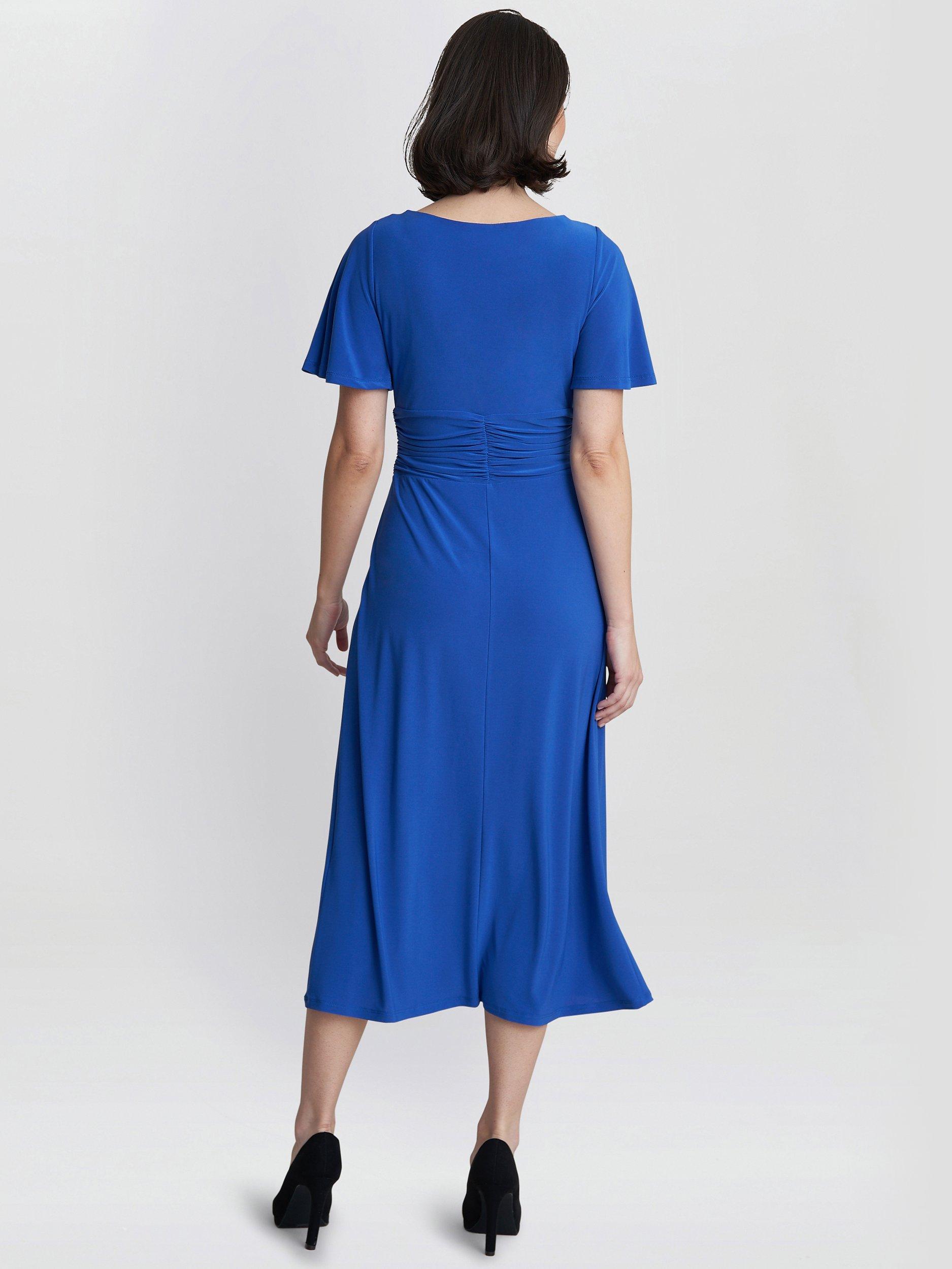 Gina Bacconi Frieda Jersey Midi Dress, Cobalt, 18