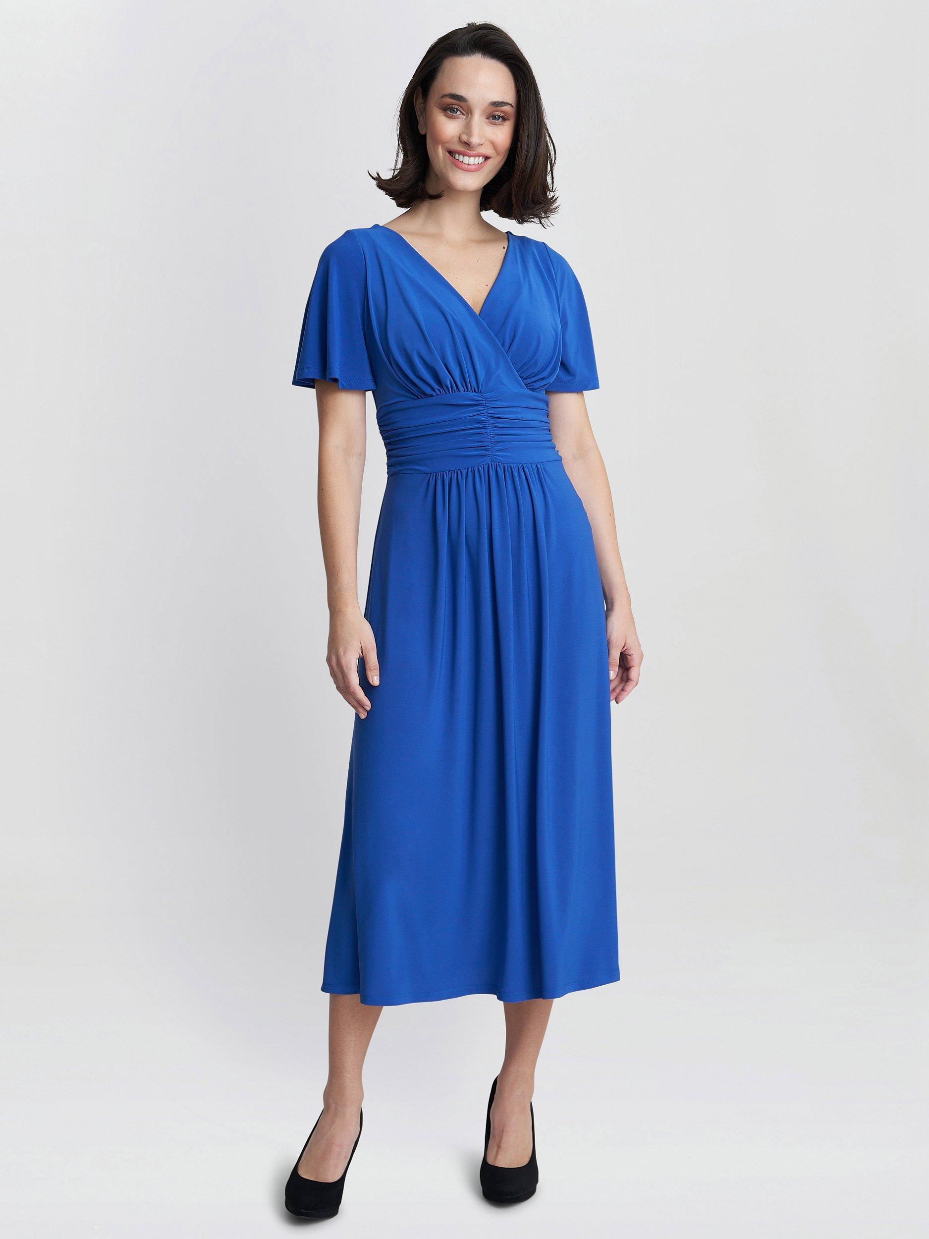 Gina Bacconi Frieda Jersey Midi Dress, Cobalt, 18