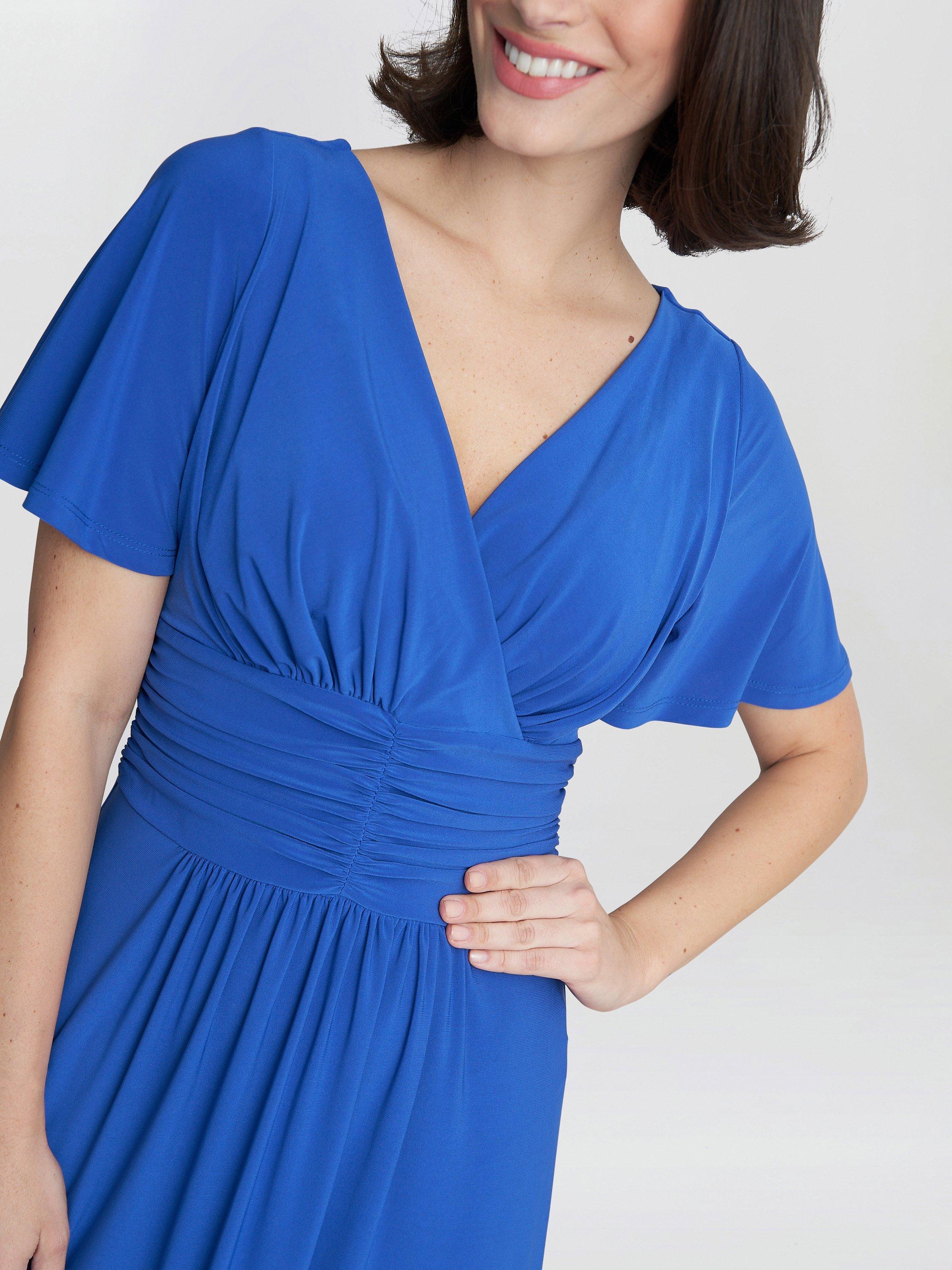 Gina Bacconi Frieda Jersey Midi Dress, Cobalt, 18