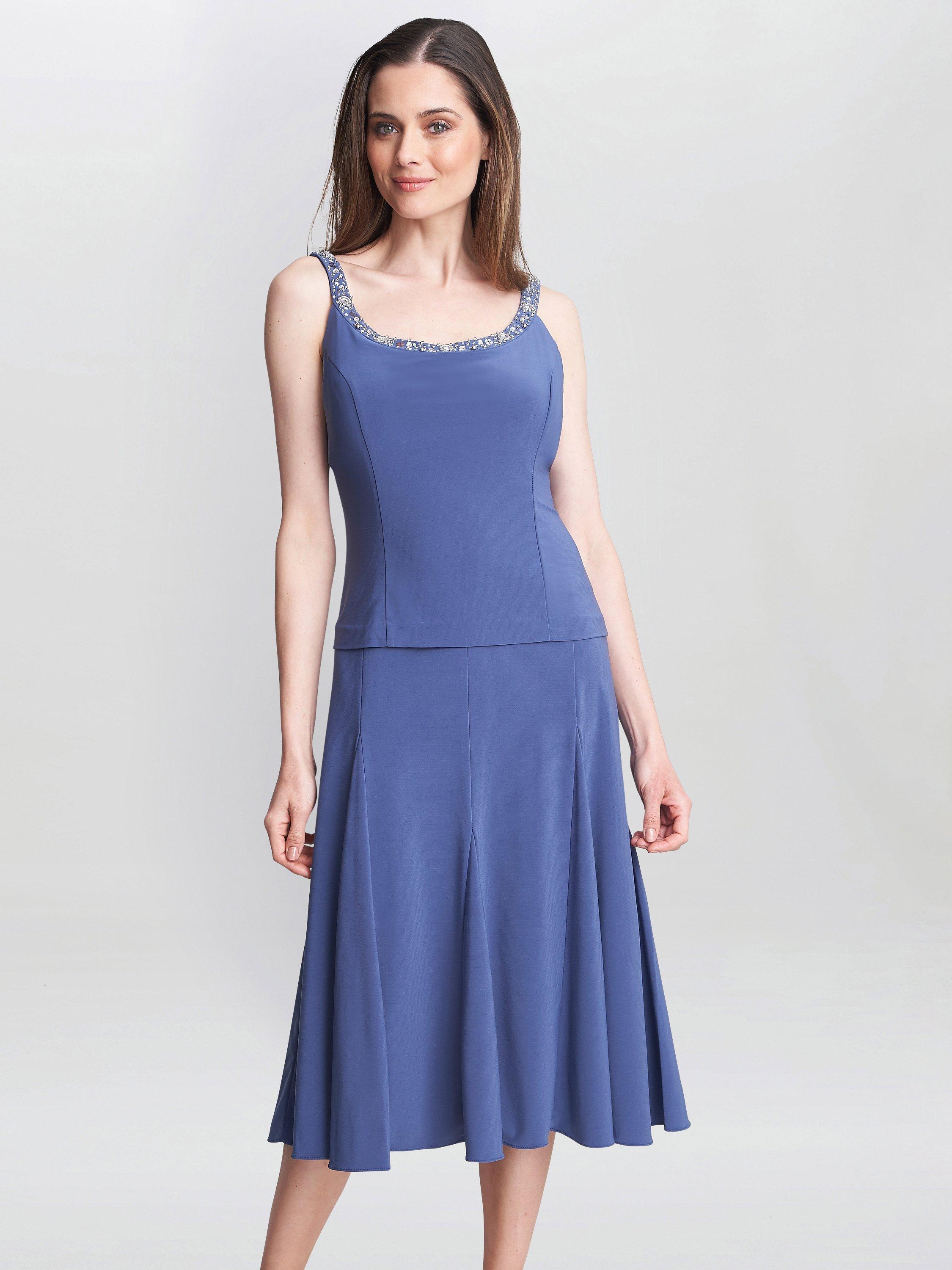 Product image 6 of 6, which shows Gina Bacconi Delores Jersey A-Line Jacket Midi Dress, Wedgewood, 18