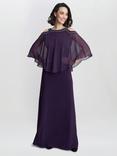 Gina Bacconi Audrey Cold Shoulder Popover Dress, Eggplant