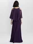 Gina Bacconi Audrey Cold Shoulder Popover Dress, Eggplant