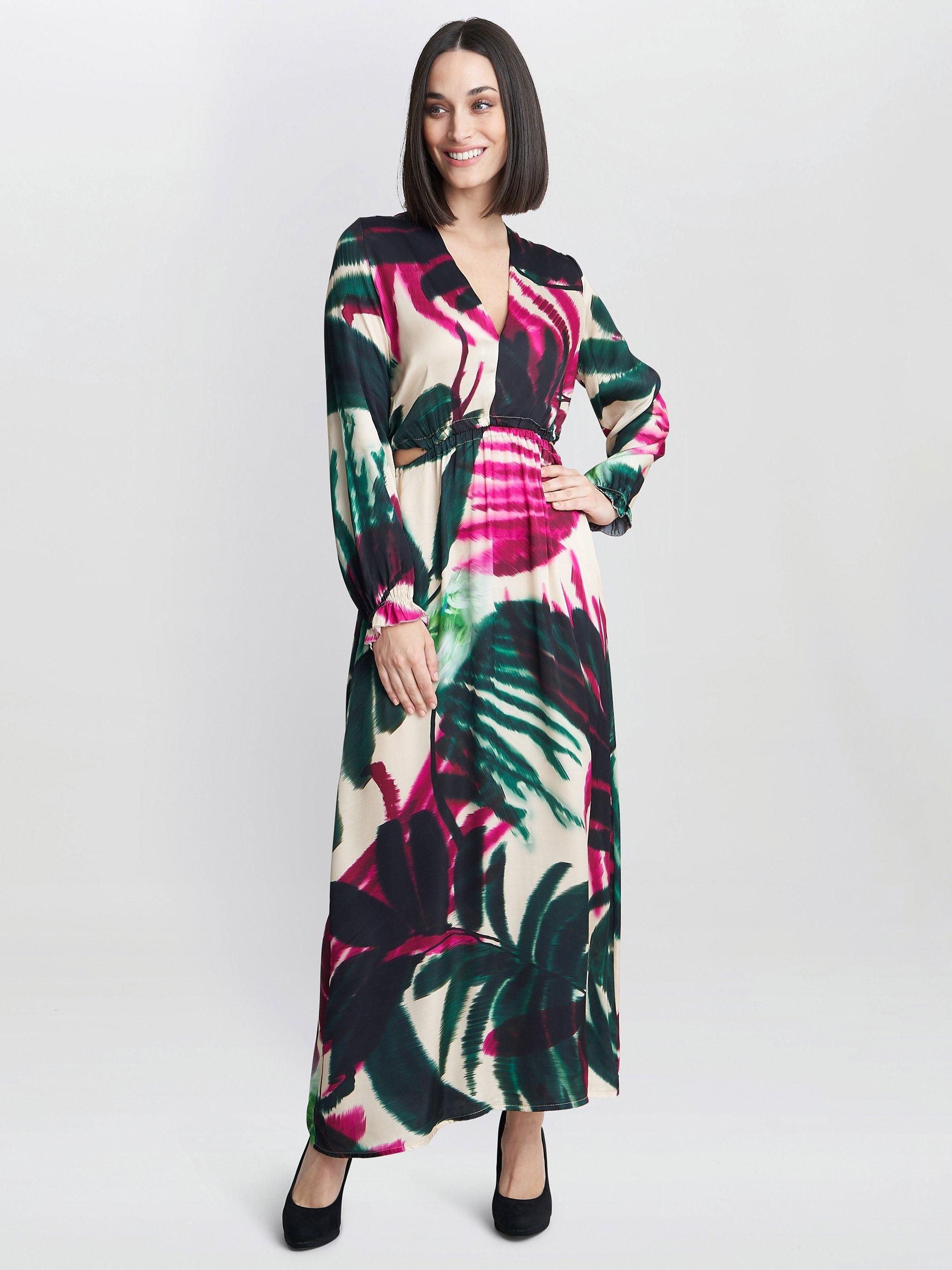 Product image 1 of 4, which shows Gina Bacconi Israella Print Cut Out Dress, Multi, S