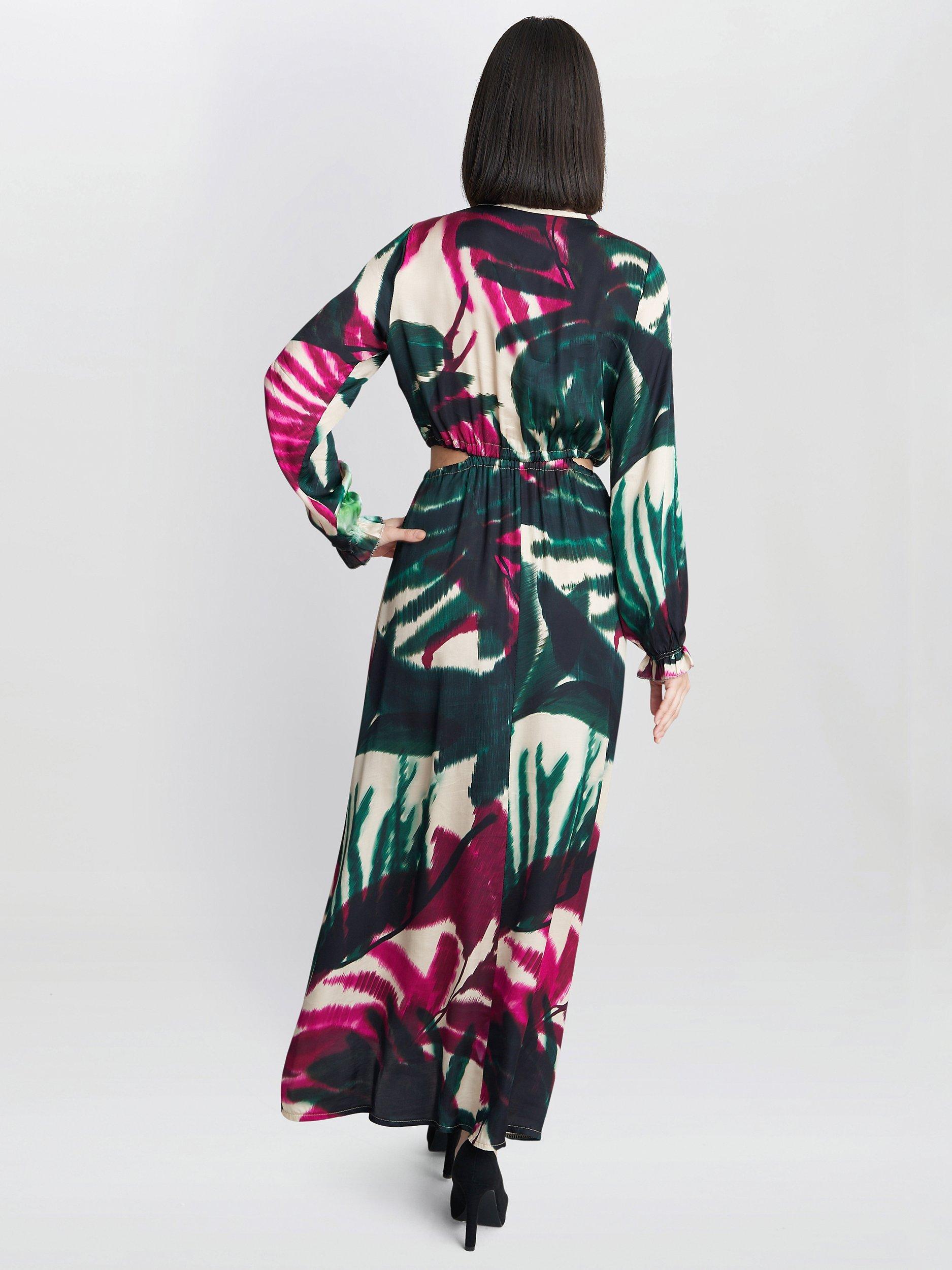 Product image 2 of 4, which shows Gina Bacconi Israella Print Cut Out Dress, Multi, S