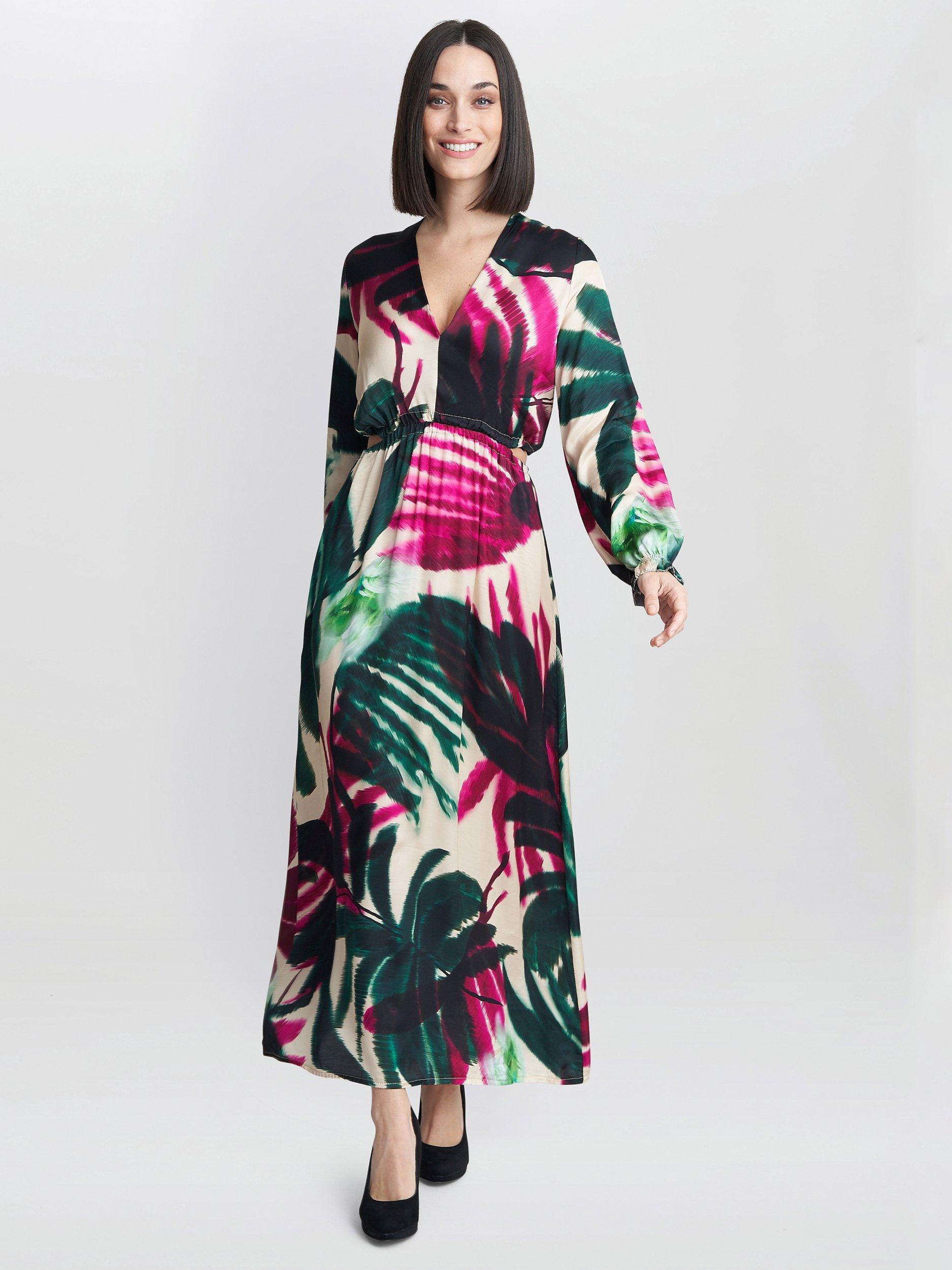 Product image 3 of 4, which shows Gina Bacconi Israella Print Cut Out Dress, Multi, S