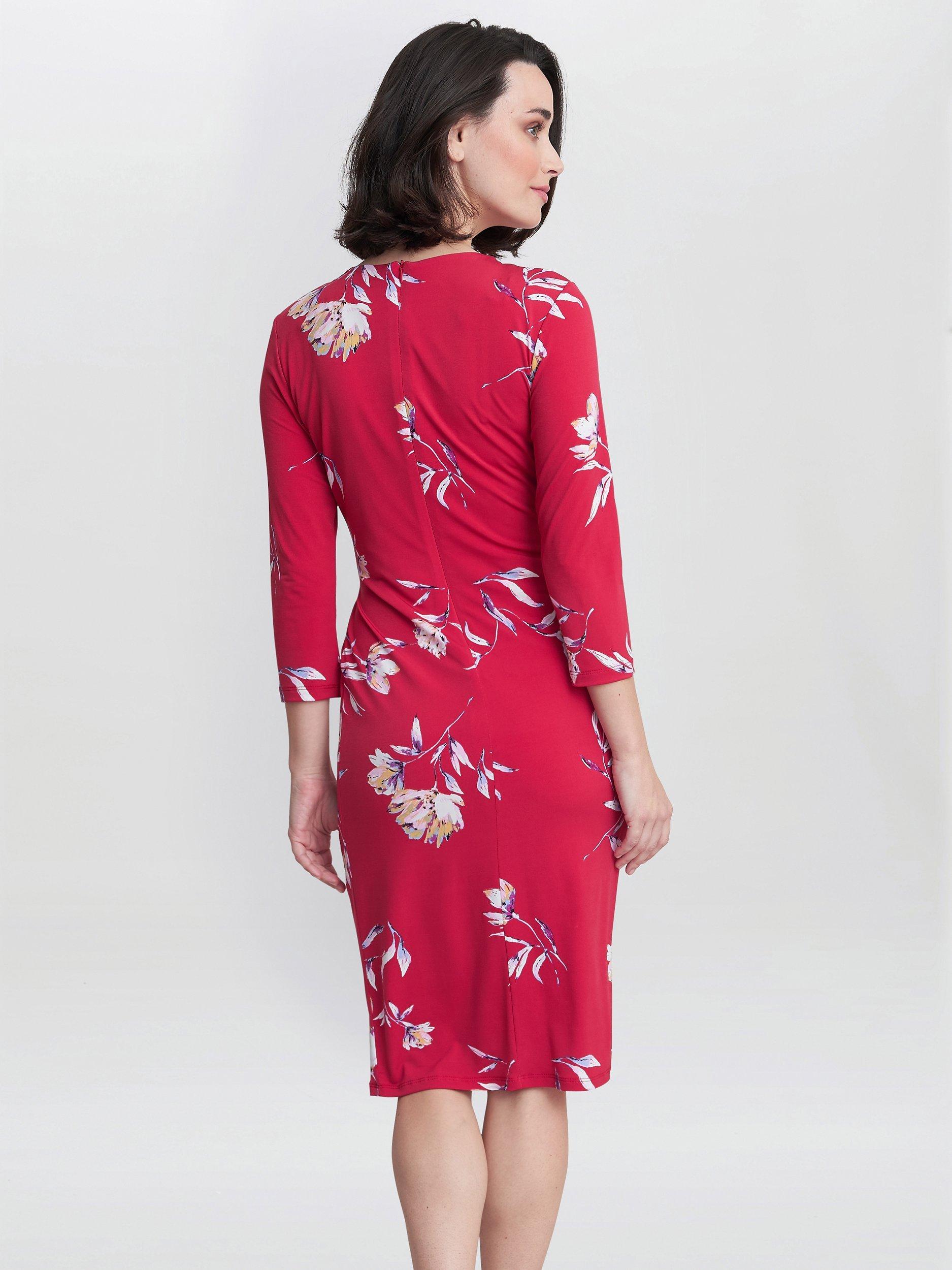 Product image 2 of 5, which shows Gina Bacconi Darcy Jersey Wrap Dress, Dark Red, 16