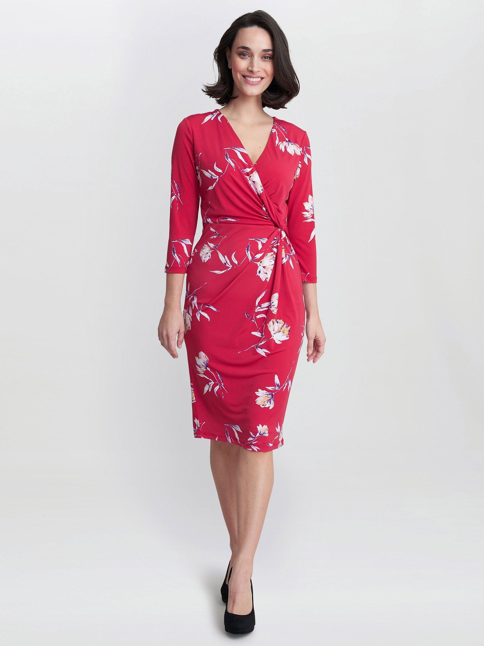Product image 3 of 5, which shows Gina Bacconi Darcy Jersey Wrap Dress, Dark Red, 16