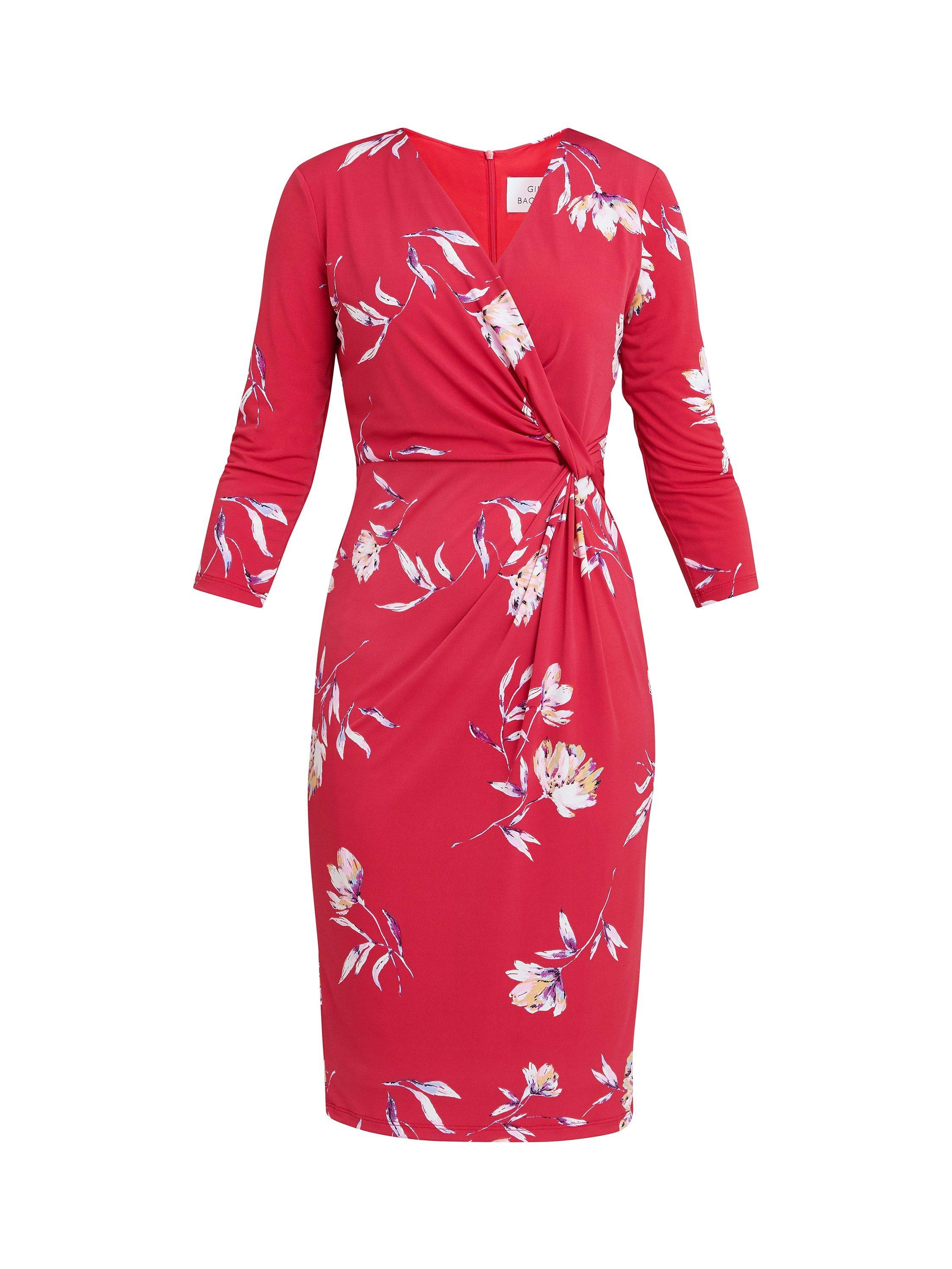Product image 4 of 5, which shows Gina Bacconi Darcy Jersey Wrap Dress, Dark Red, 16