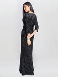 Gina Bacconi Whitney Velvet Sparkle Maxi Dress, Black