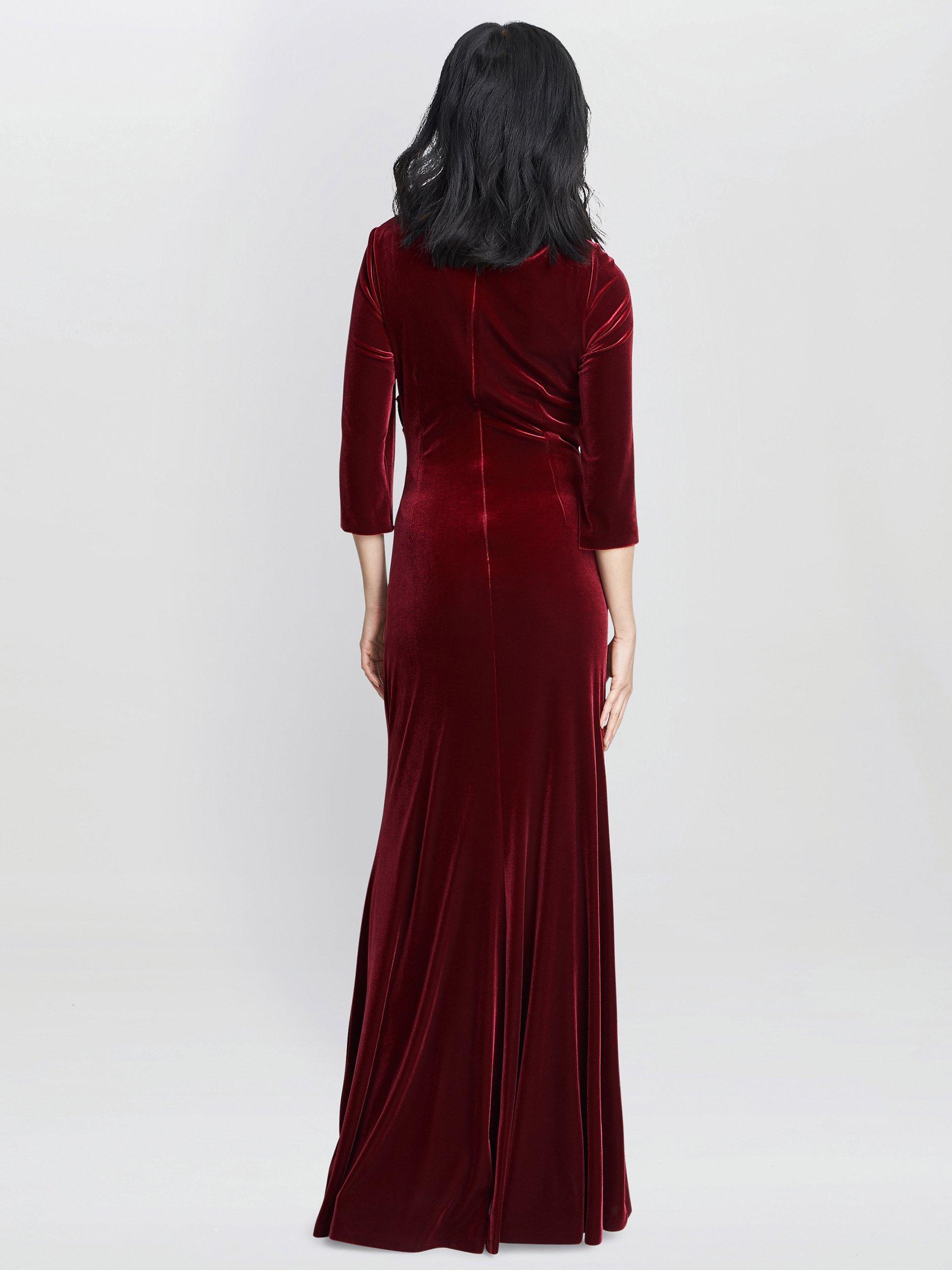 【海外限定】GinaBacconi ドレス☆Blue Sophie Velvet Maxi Dres Sophie Velvet Maxi Dress With 3/4 Sleeve – Gina Bacconi