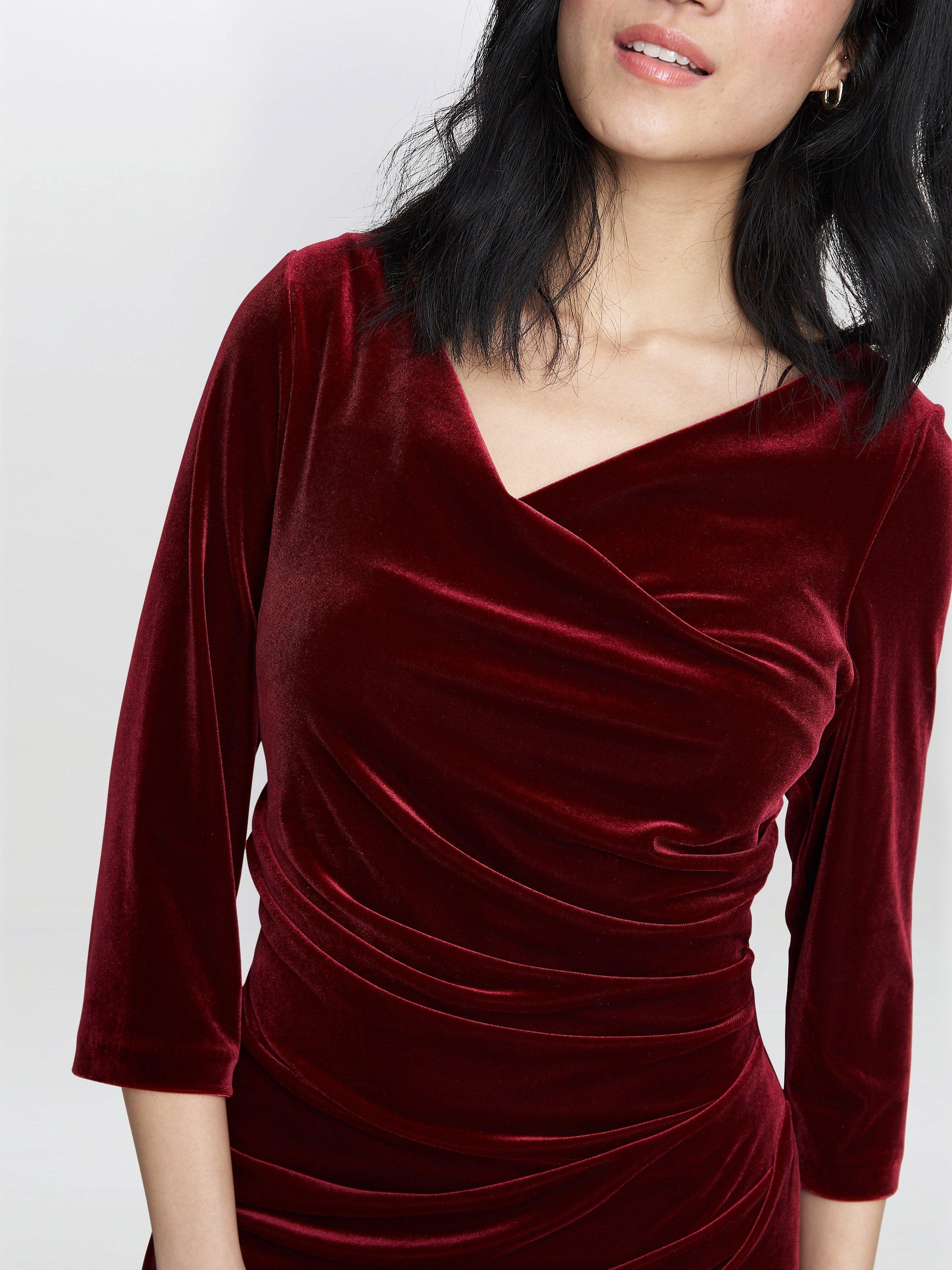 Product image 5 of 6, which shows Gina Bacconi Sophie Velvet Maxi Dress, Wine, 8