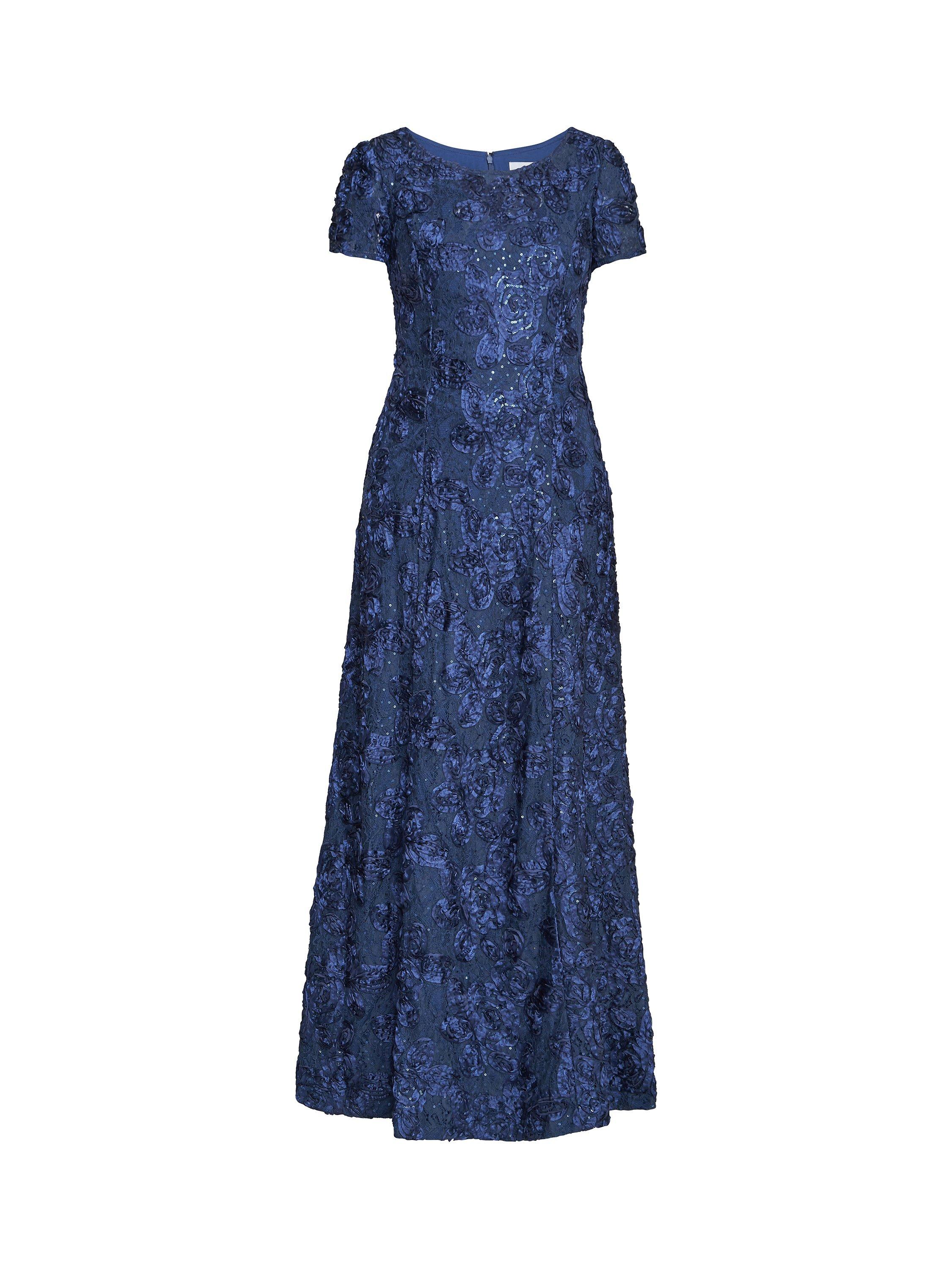Product image 4 of 5, which shows Gina Bacconi Nancy Rosette Sequin Detail Maxi Dress, Navy, 10