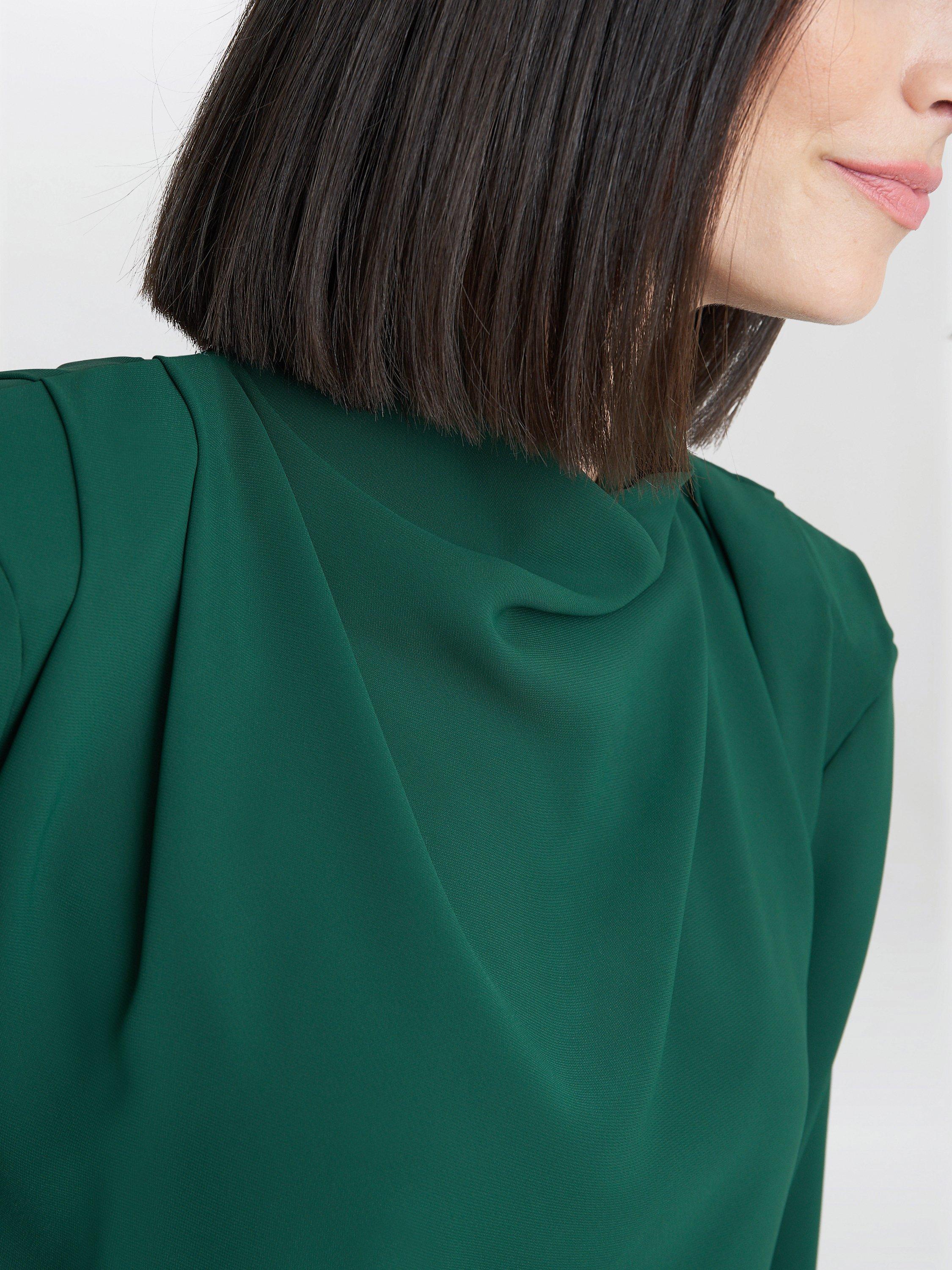 Product image 4 of 5, which shows Gina Bacconi Eleonora High Neck Shoulder Detail Top, Green, S