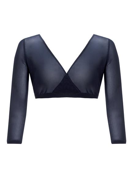 Gina Bacconi Mesh Long Sleeve Under Top, Navy