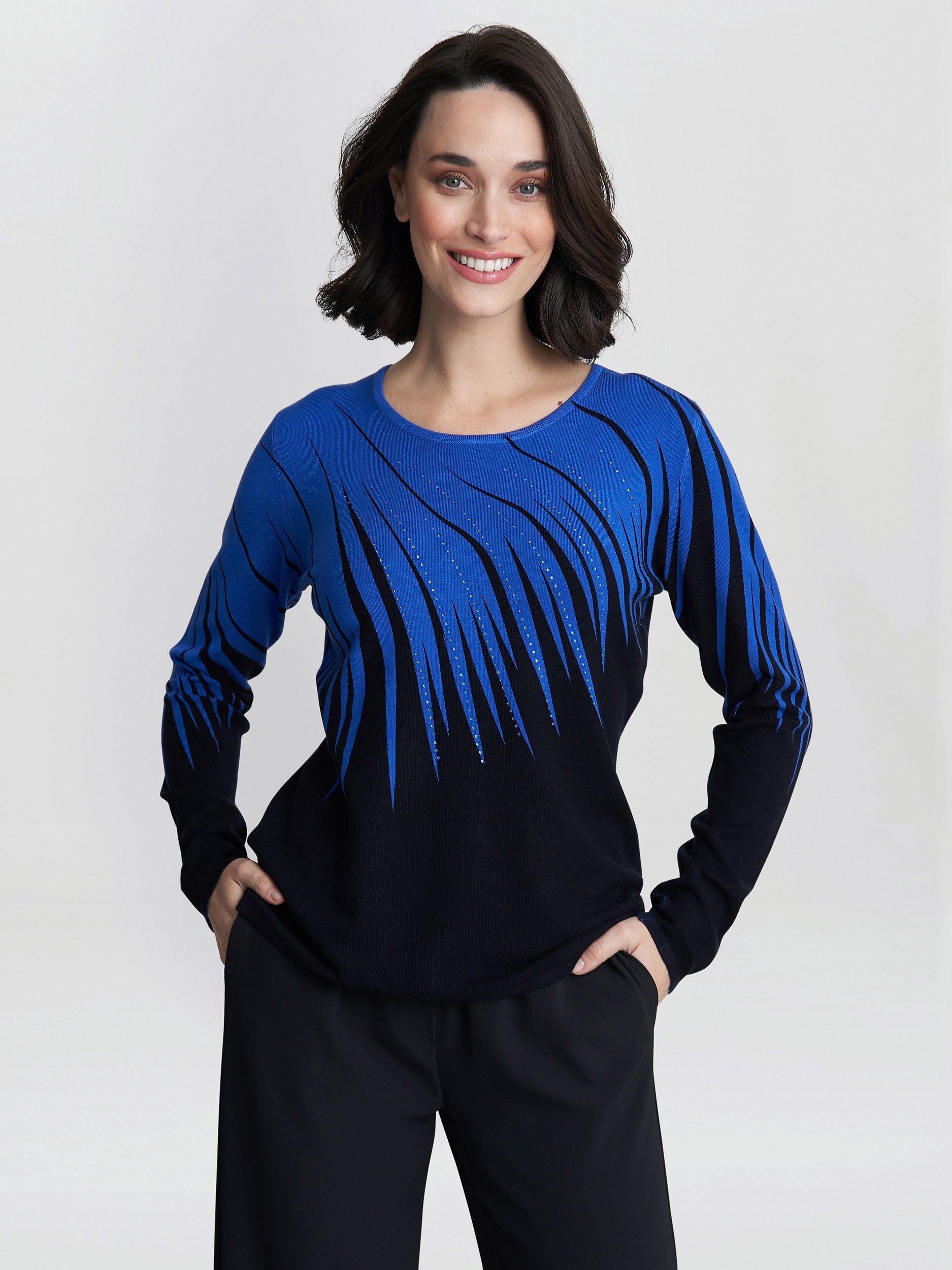 Gina Bacconi Manuela Abstract Print Diamante Jumper, Blue/Multi