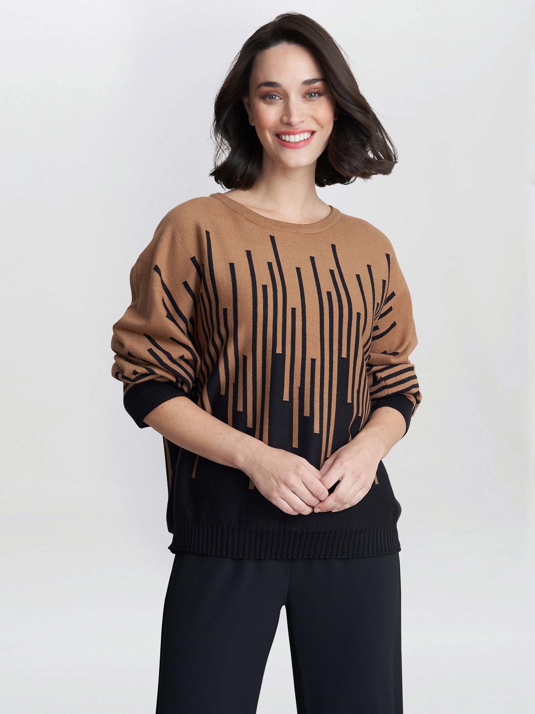 Gina Bacconi Page Stripe Jumper, Camel