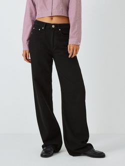 rag & bone Logan Featherweight Wide Leg Jeans, Black, Black