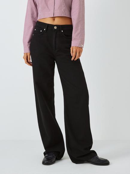 rag & bone Logan Featherweight Wide Leg Jeans, Black, Black
