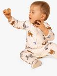 Petit Bateau Baby Dog Print Fleece Sleepsuit, Marshmallow/Multi