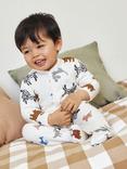 Petit Bateau Baby Dog Print Fleece Sleepsuit, Marshmallow/Multi