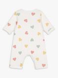 Petit Bateau Baby Heart Print Cotton Onesie, Marshmallow/Multi