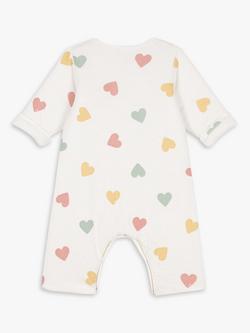 Petit Bateau Baby Heart Print Cotton Onesie, Marshmallow/Multi - view 2, Marshmallow/Multi
