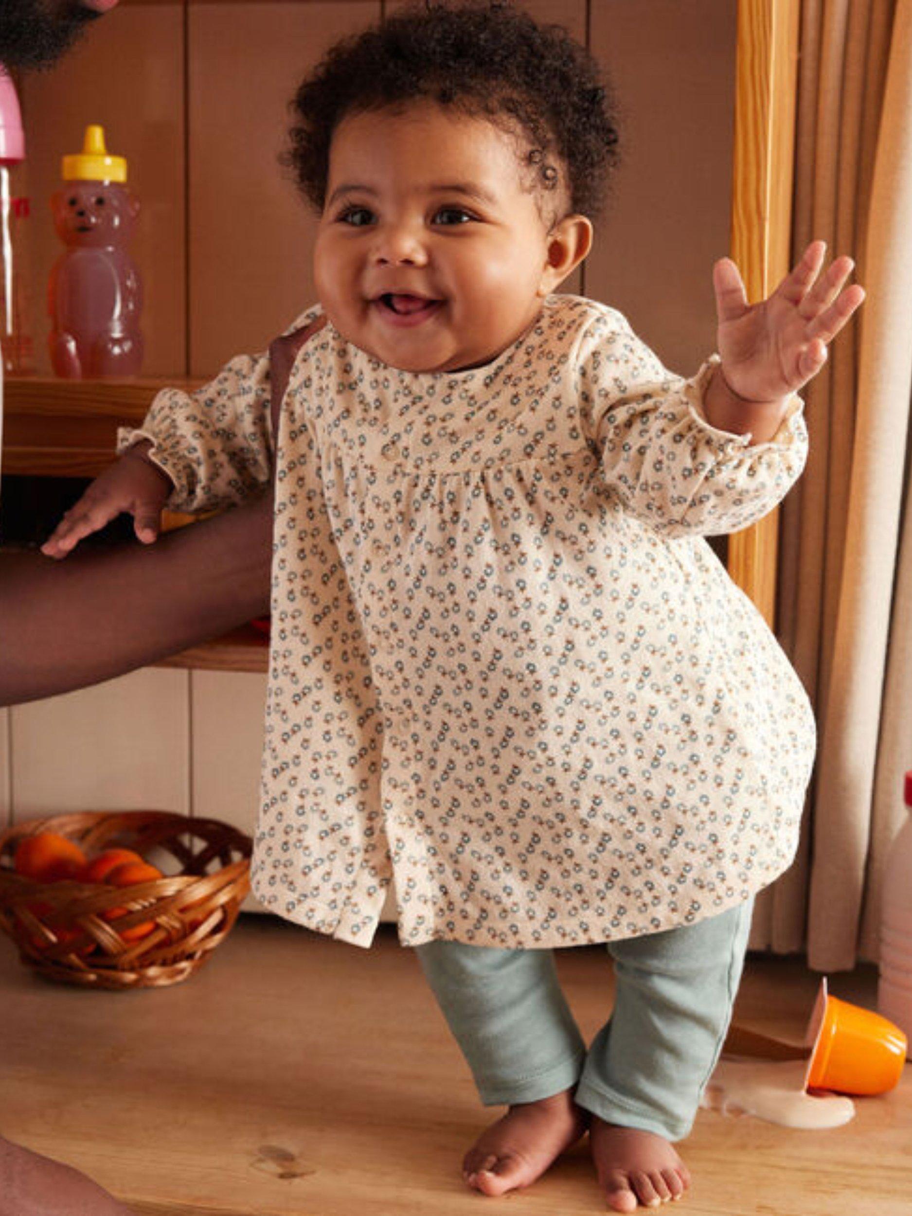 Product image 1 of 5, which shows Petit Bateau Baby Tube Knit Dress & Leggings Set, Avalanche/Multi, 12 months
