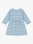 Petit Bateau Baby Long Sleeved Stripy Jersey Dress, Azul/Montelimar