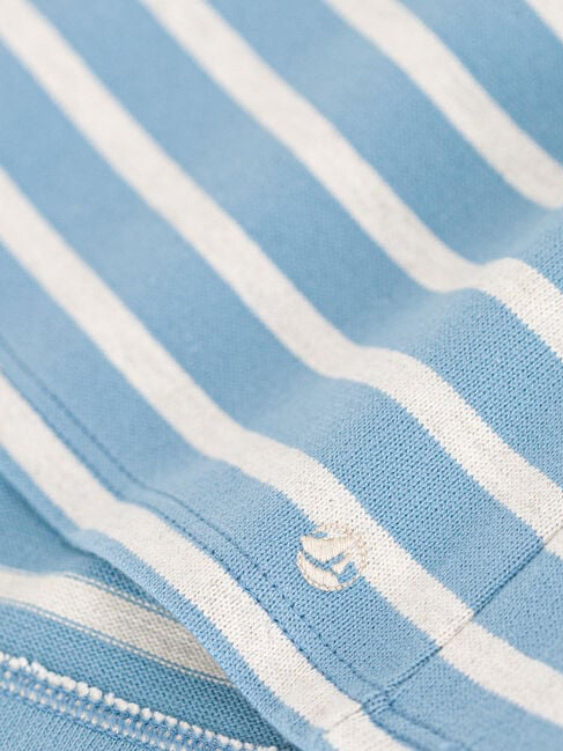 Product image 3 of 3, which shows Petit Bateau Baby Long Sleeved Stripy Jersey Dress, Azul/Montelimar, 24 months