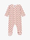 Petit Bateau Baby Floral Velour Sleepsuit, Pink/Multi