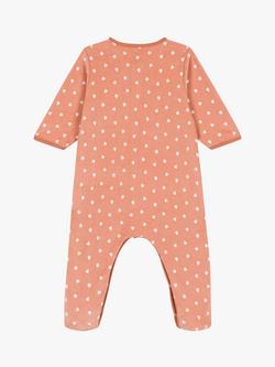 Petit Bateau Baby Patterned Velour Pyjamas, Orange/White - view 2, Orange/White
