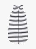 Petit Bateau Baby 2 Tog Bretion Stripe Cotton Sleeping Bag, Marshmallow/Smoke