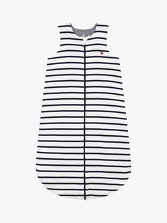 Petit Bateau Baby 2 Tog Bretion Stripe Cotton Sleeping Bag, Marshmallow/Smoke, 6-18 months