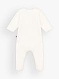 Petit Bateau Baby Cotton Velour Heart Motif Sleepsuit, Marshmallow