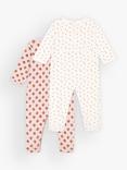 Petit Bateau Baby Floral Print Velour & Tube Knit Sleepsuits, Pack of 2, White/Multi