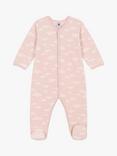 Petit Bateau Baby Cloud Velour Sleepsuit, Saline/Marshmallow