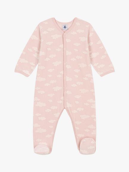 Petit Bateau Baby Cloud Velour Sleepsuit, Saline/Marshmallow, Saline/Marshmallow
