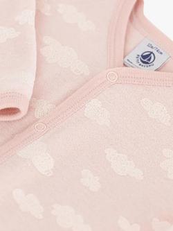 Petit Bateau Baby Cloud Velour Sleepsuit, Saline/Marshmallow - view 2, Saline/Marshmallow