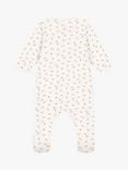 Petit Bateau Baby Floral Print Tube Knit Sleepsuit, Marshmallow/Multi