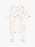 Petit Bateau Baby Floral Print Tube Knit Sleepsuit, Marshmallow/Multi