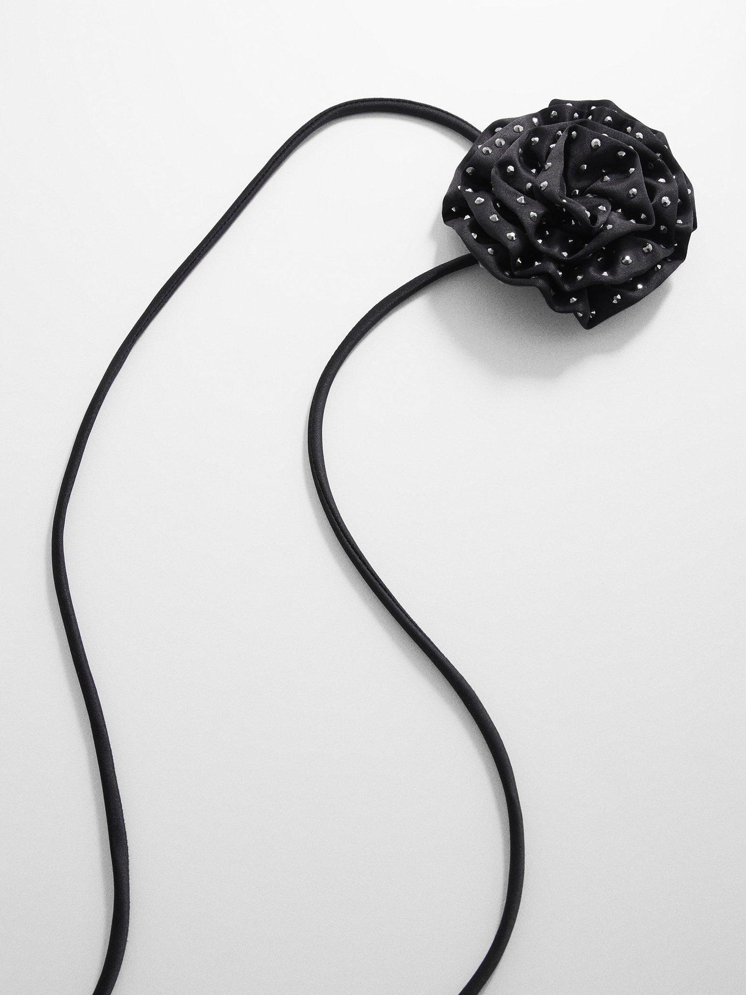 Mango Circle Foulard Maxi Flower Choker, Black, One Size